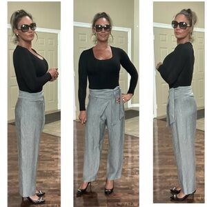 Zara gray silver wrap sarong pants ankle length flowy classy chic Sz S NWOT